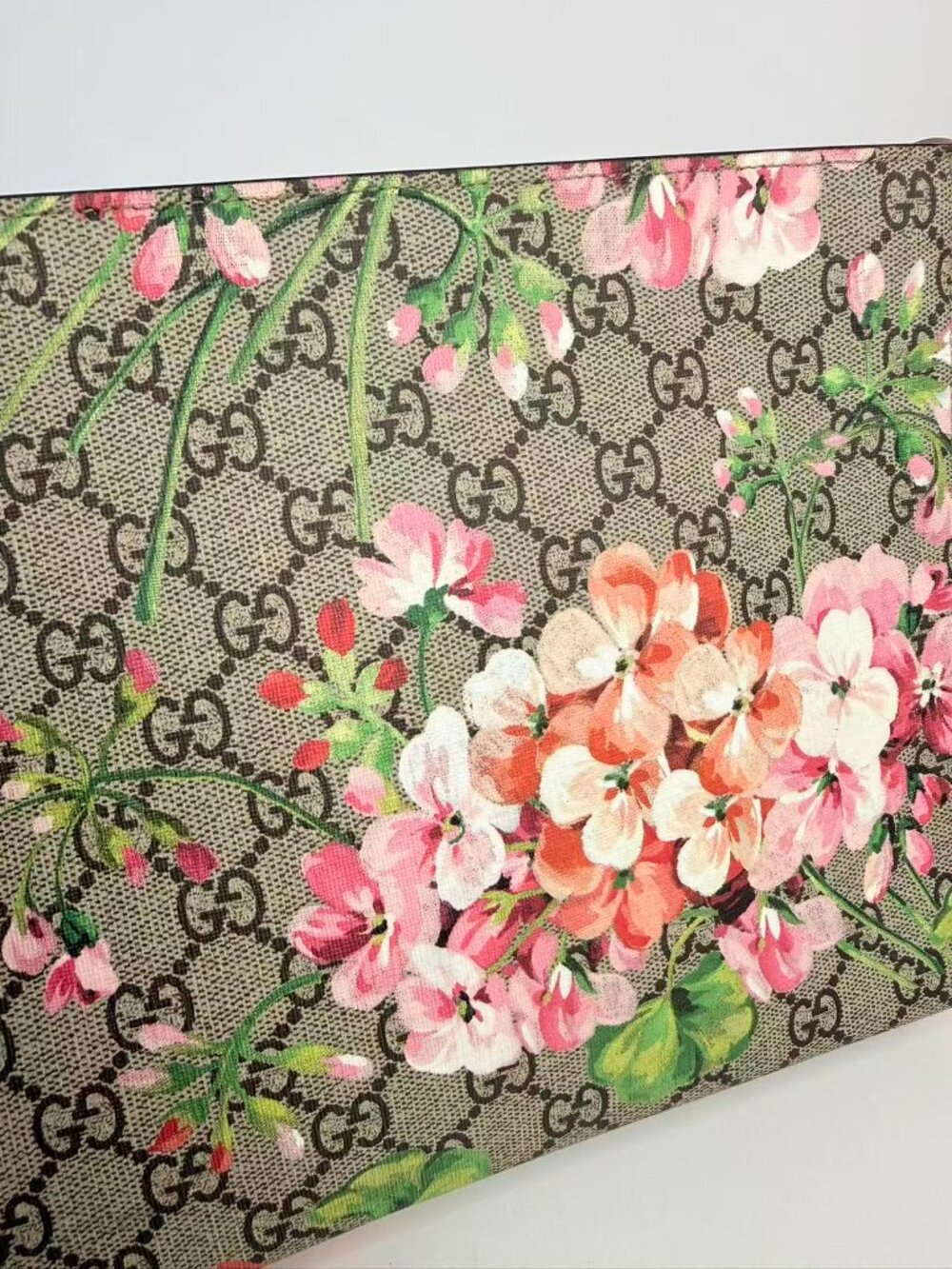 Gucci GG Blooms Floral Print Supreme Canvas Zip Pouch Clutch Cosmetic Bag - Picture 8 of 10